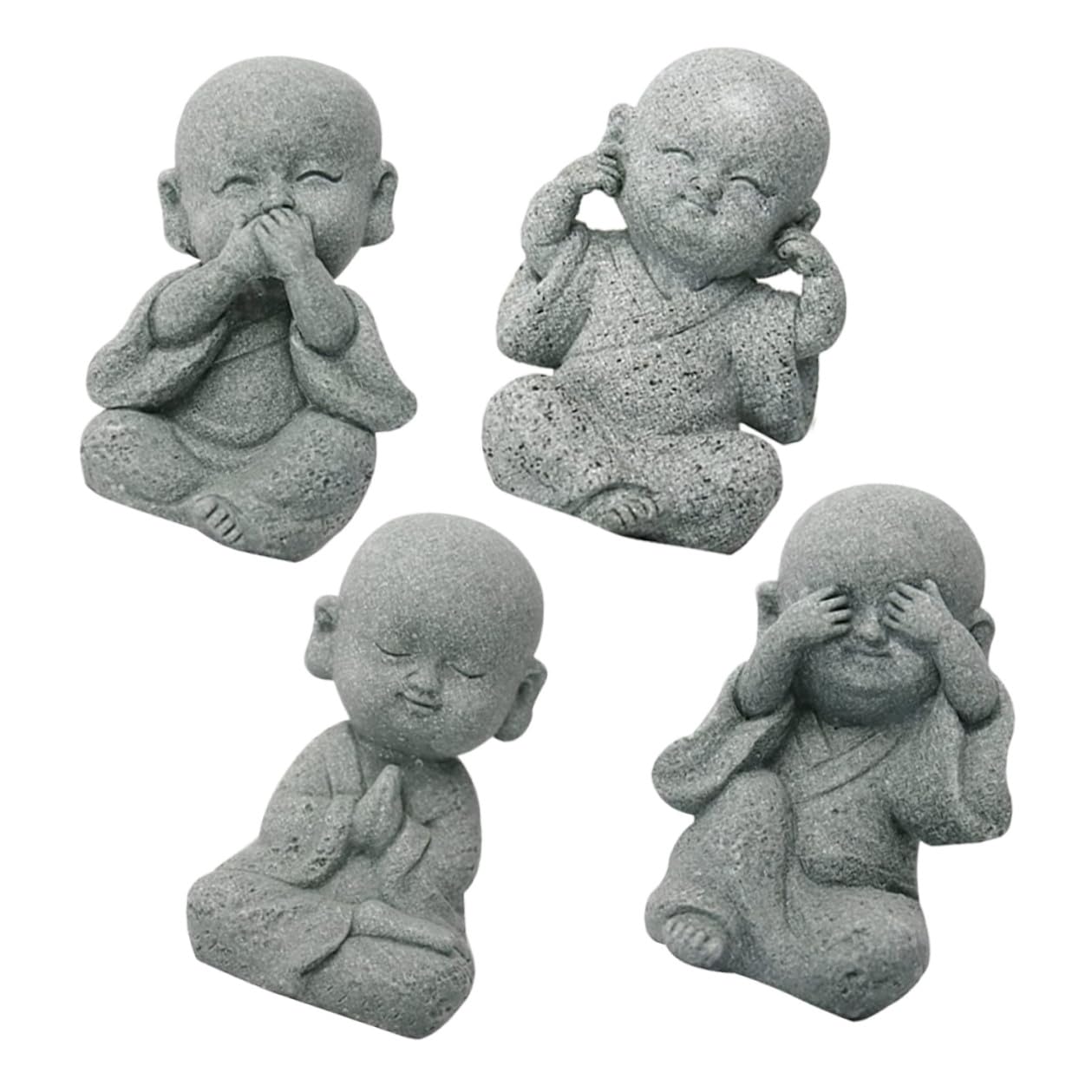 Statue de Bouddha pour jardin zen et maison : figurines de moines en grès pour décoration