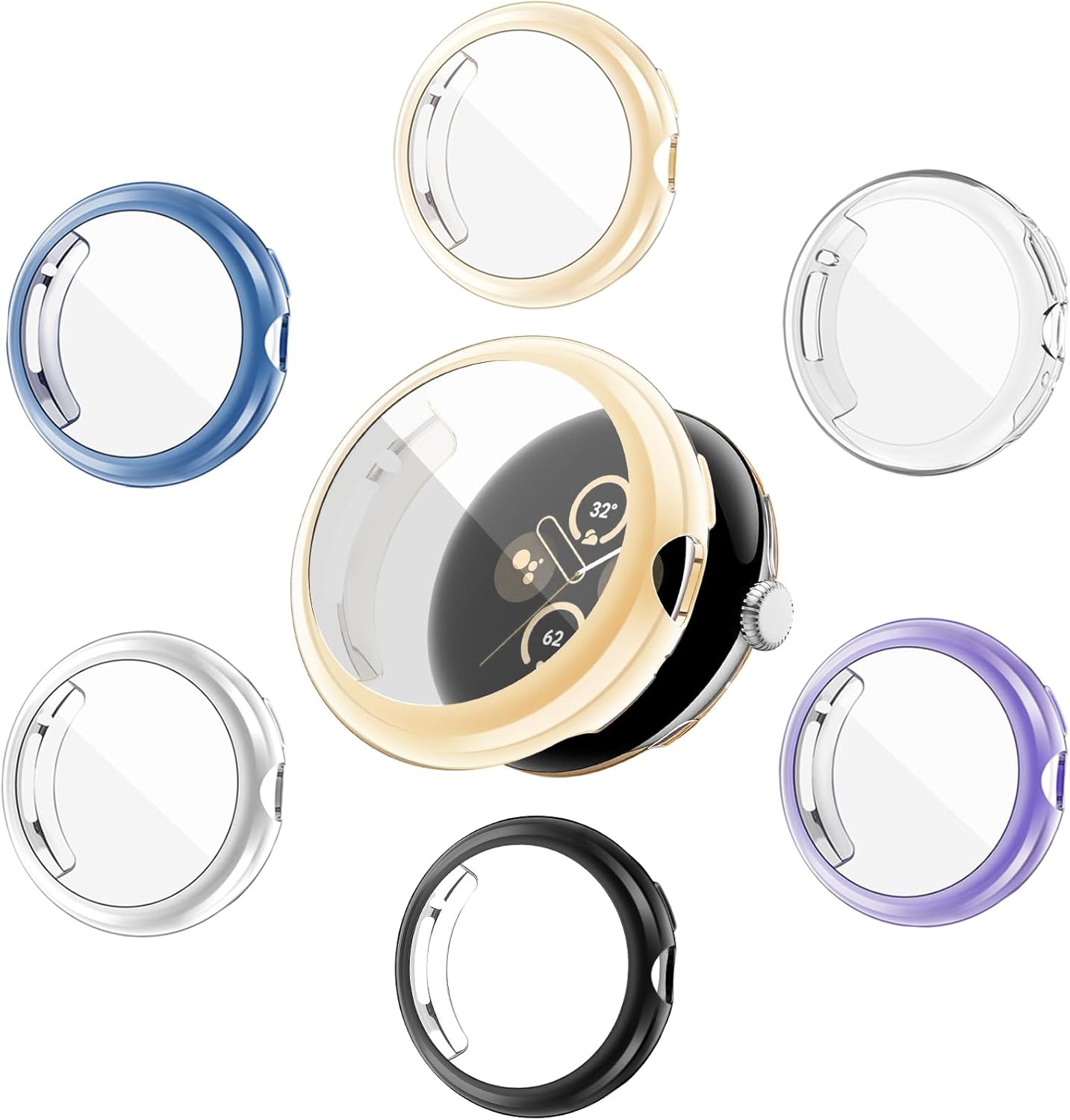 Amazon.com: 6-Pack Watch Cases with Screen Protector Compatible with ...