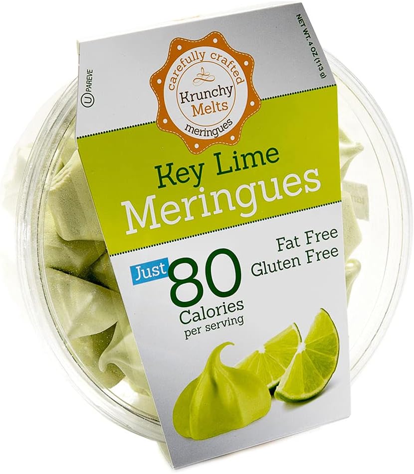 Krunchy Melts Original Meringue Cookies | Key Lime Flavor | Only 80 Calories Per Serving | Fat Free, Gluten Free, Dairy Free (4 Oz)