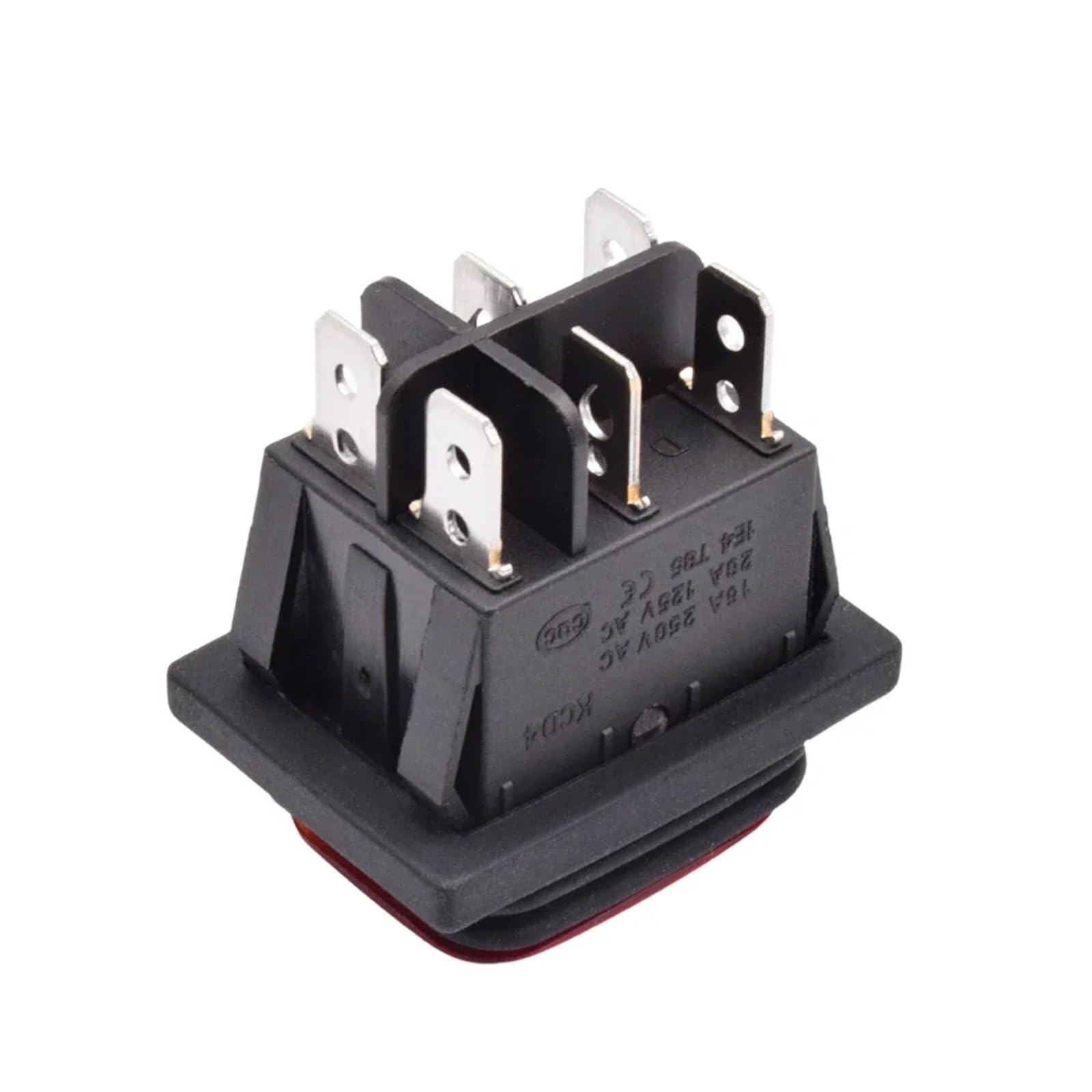 KCD4-203 - Interruttore a bilanciere, impermeabile, 16 A, 250 VAC, 30 x 22 mm, T85, IP65, 6 pin, DPDT ON OFF ON, 12 V, 220 V, luce rossa, verde, blu, 2 pezzi
