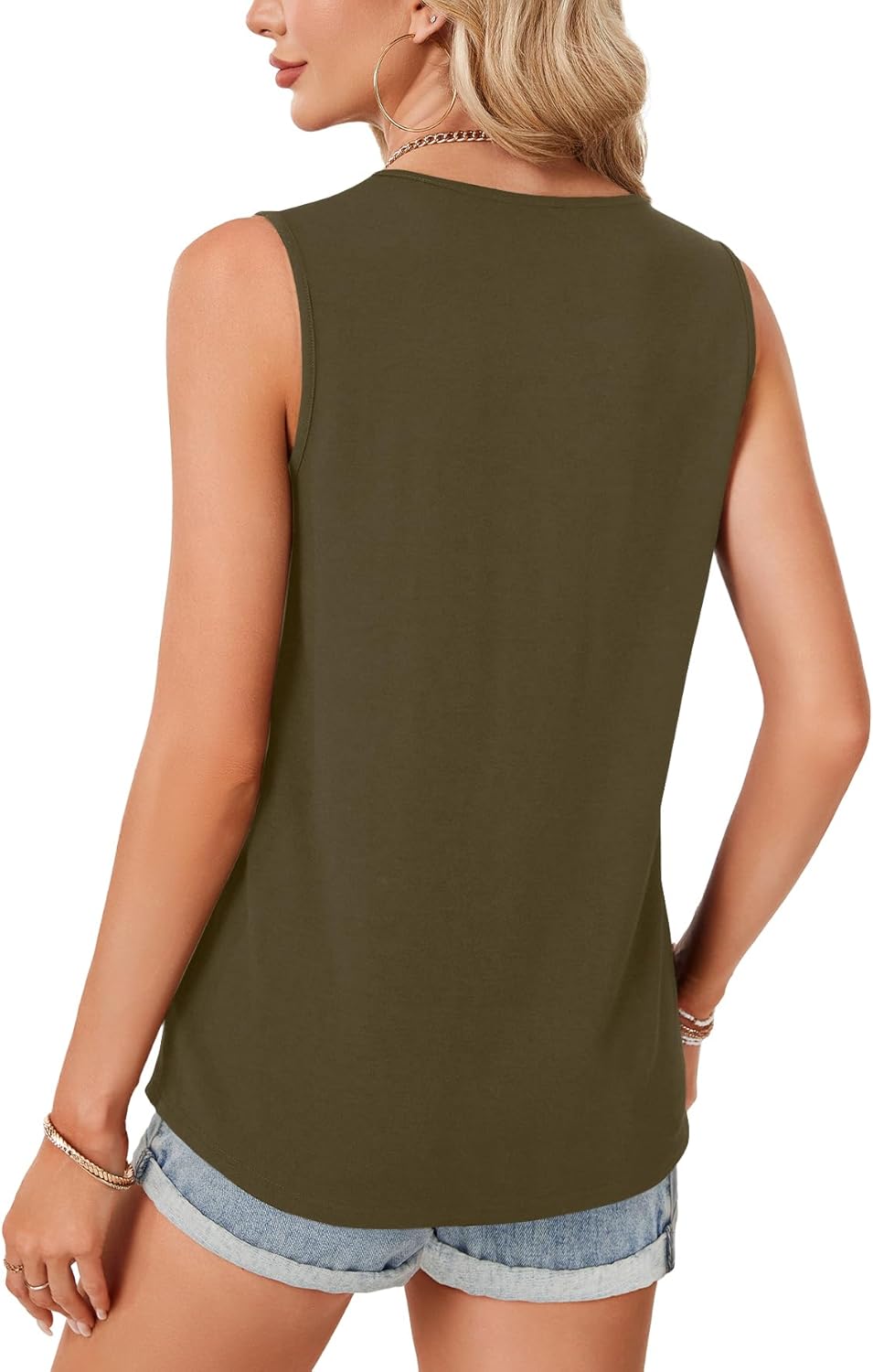 LYANER Women's Casual Zipper V Neck Sleeveless Tank Blouse Top - Image 5
