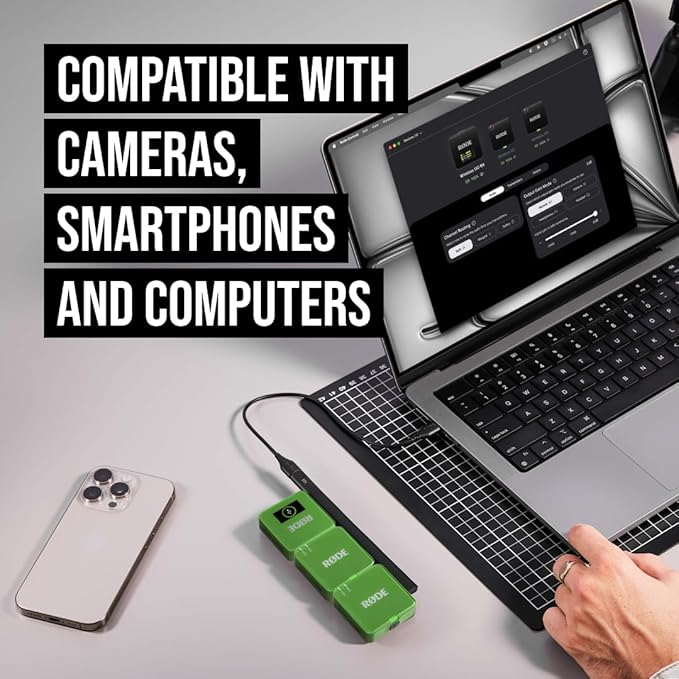 RØDE Wireless GO (Gen 3) - Üçüncü Nesil, 32-bit, Çift Vericili, Kayıt özellikli Kablosuz Mikrofon Seti (Yeşil)