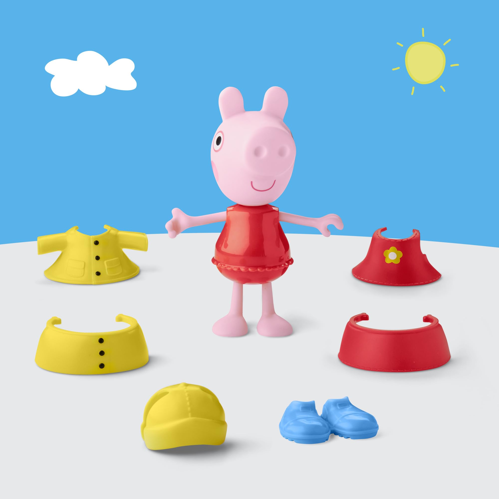 Hasbro Peppa Pig, Estilos Divertidos en Días de Lluvia, Muñecas para Niñas y Niños de 3 Años, Juguete con Accesorios, Traje de Color Amarillo, Inventar Historias, Reyes Magos