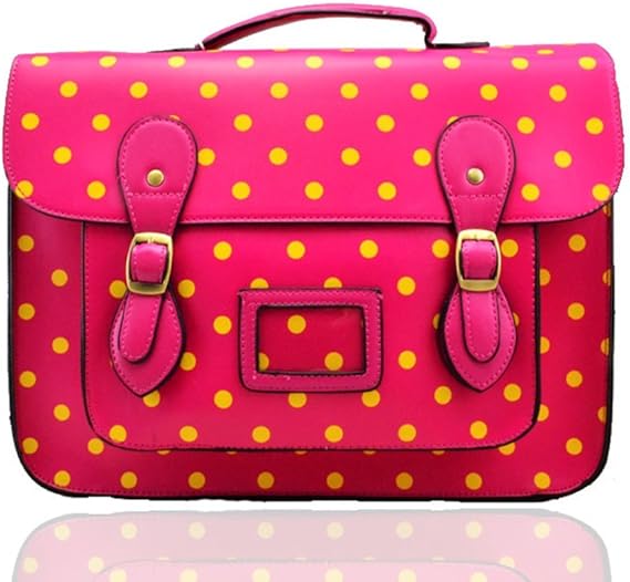 Ladies Girls Polka Dot Large Medium Vintage Work Briefcase School