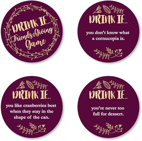Miniatura 1 de Big Dot of Happiness Drink If Game - Elegante agradecimiento para amigos - Juego de fiesta de Acción de Gracias para amigos - 24 unidades