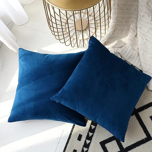 Miniatura 4 de Juego de 2 cómodas fundas de almohada para ropa de cama, fundas decorativas para sofá y sillón, terciopelo sólido suave con cremallera oculta, 18 x