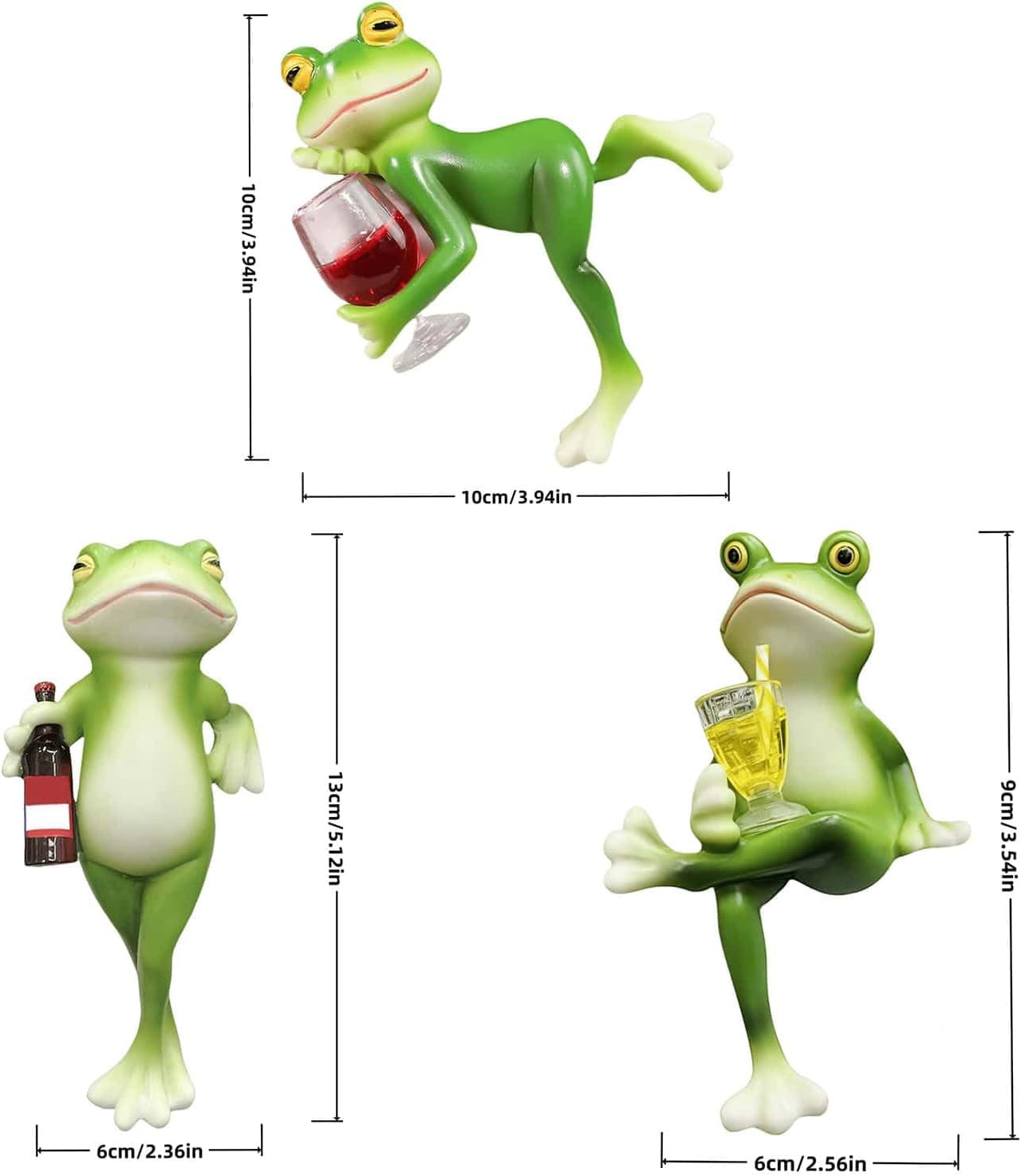 Set of 4 Sherum Tipsy Frog Flower Pot Hugger, Resin Hanging Frog Decorations for Plant Pots, Outdoor Statue for Home Garden Balcony Patio Lawn Yard Ornaments (All 4Pcs)