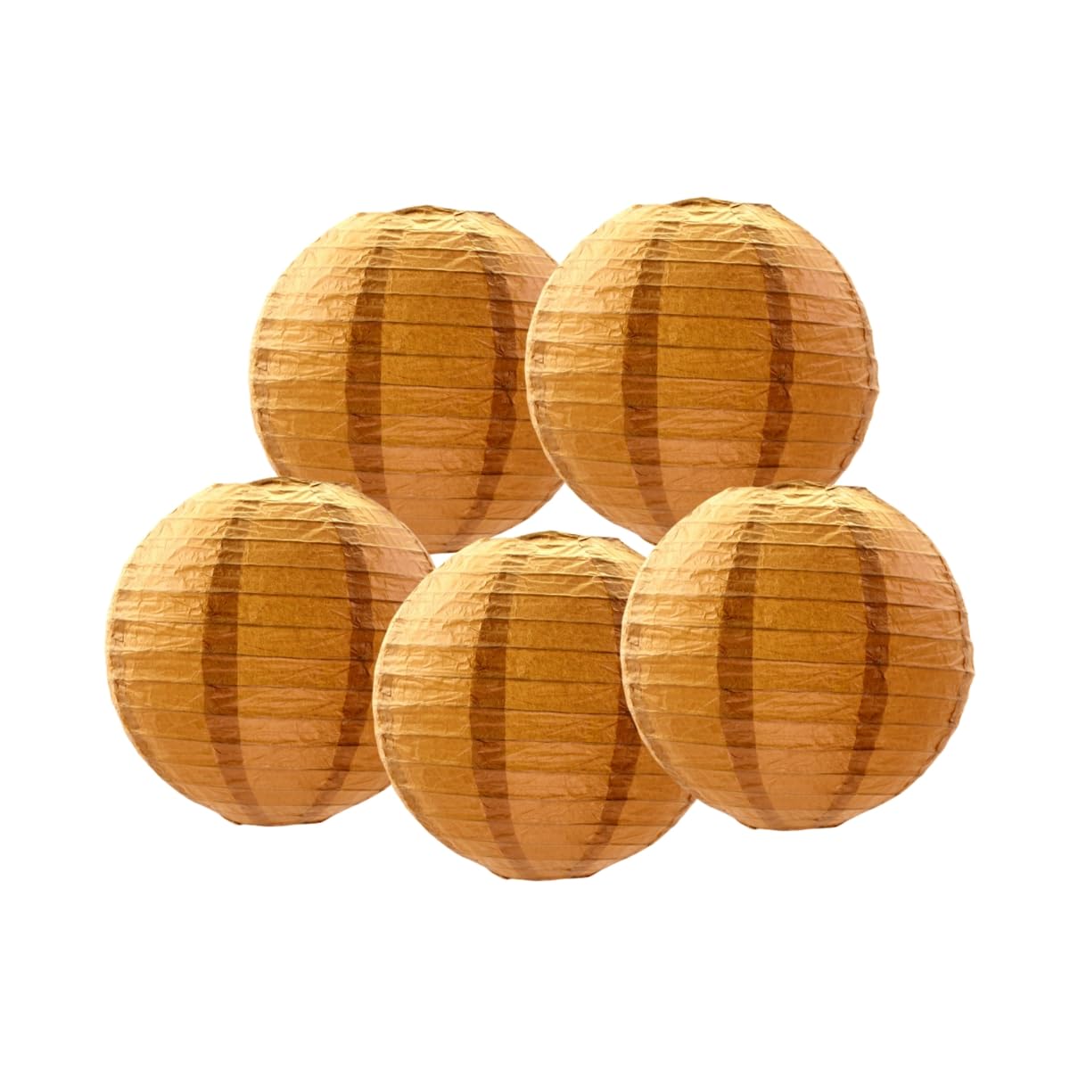 SrchJoy Paper Lanterns Pack of 5 Chinese Wedding Paper Lantern lampshade Lights Round Hanging Lantern for Birthday Party Decorations (Khaki, 5 Pcs - 14" (35cm))