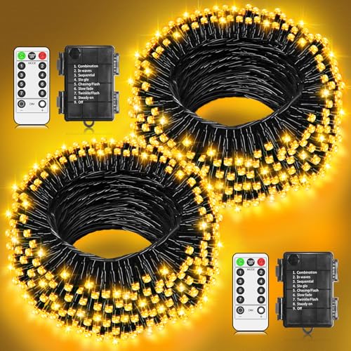 JXLEDAYY 2 Stück Lichterkette Außen Batterie, 120 LED Lichterkette...