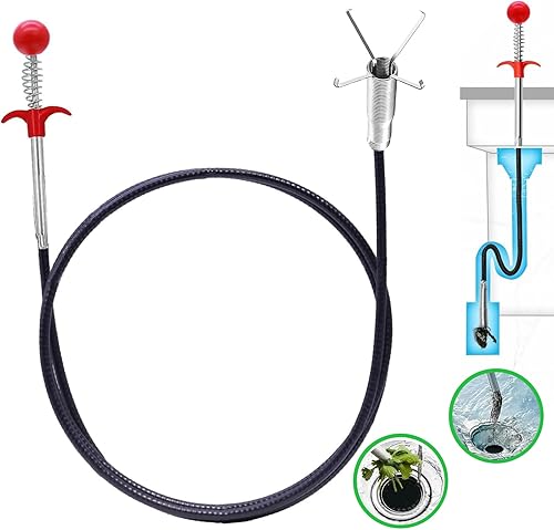 Removedor de obstrucciones de drenaje de pelo de serpiente de drenaje de 61 pulgadas con 4 garras flexible manguera recogida herramienta de ayuda