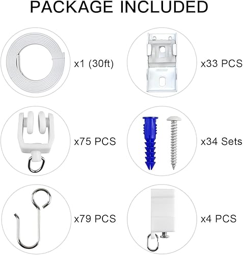 Miniatura 10 de KXLife Riel de cortina de techo flexible negro, riel de techo, riel de cortina, riel de cortina, barra de cortina de techo, sistema de riel de