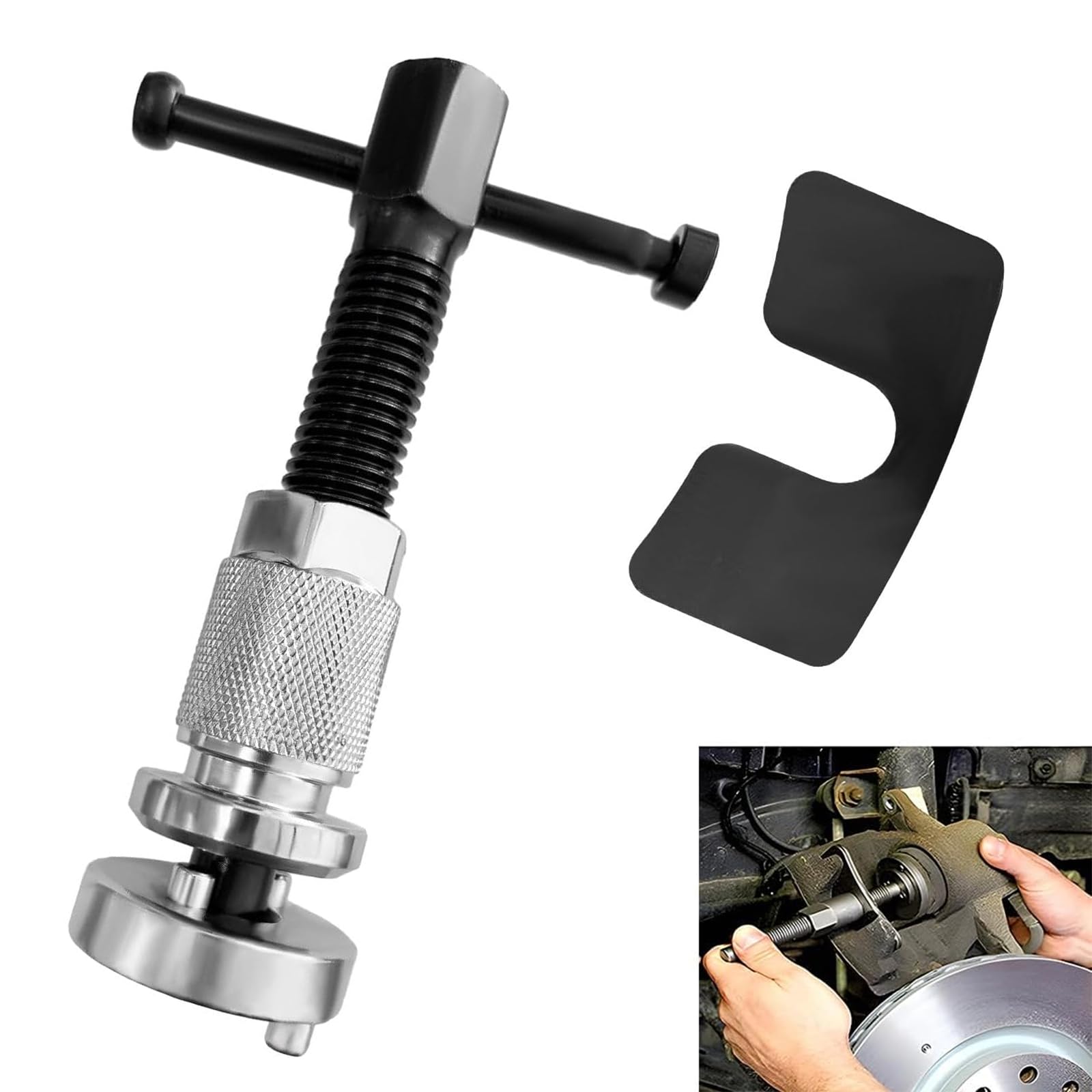 Set di Attrezzi per Pinze Freni,Set di Ripristino del Pistone di Freno,Brake Caliper Rewind Tool,Universal Auto Brake Piston Rewind Tool,Right Hand Brake Caliper Tool for Replacement Rear Brake Pad