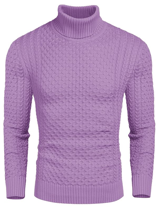 COOFANDY Men's Slim Fit Turtleneck Sweater Casual Knitted Pullover Sweaters