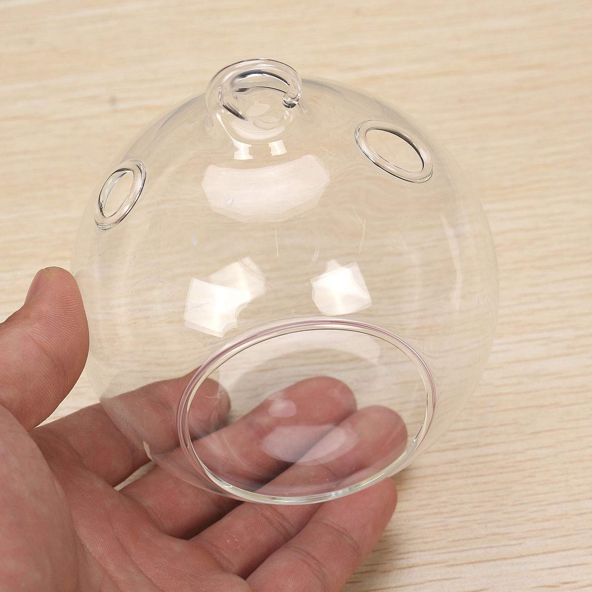 RanDal 6 sztuk okrągłych szklanych świeczek wiszących na świeczki typu tealight, świeczniki na świeczki typu tealight, na imprezę, do domu, dekoracja weselna, 10 cm