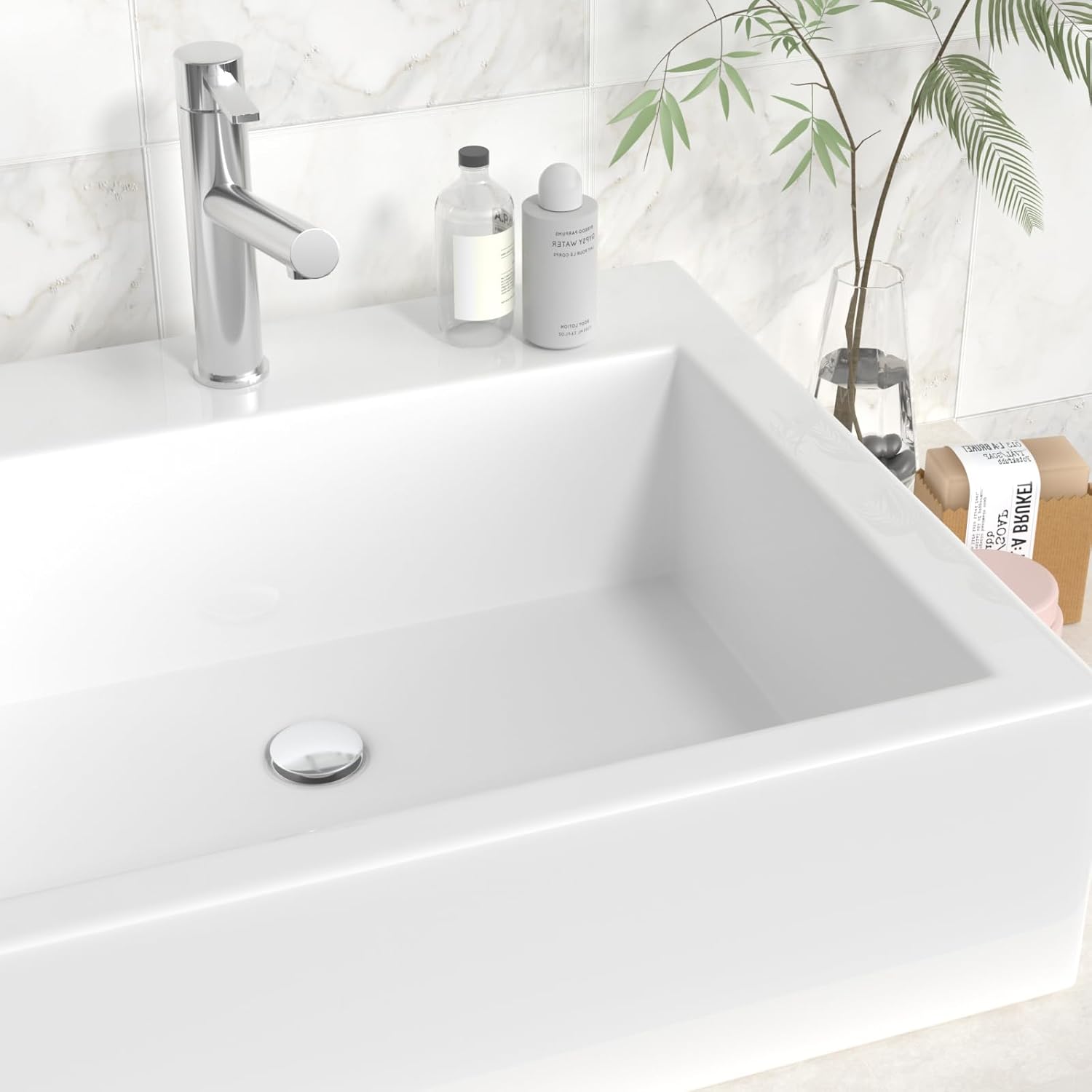 Bathroom Sink Drain, Bathroom Sink P-Trap Drain Kit, Brass Adjustable Bottle Trap with Pop Up Drain Stopper and Overflow - Silver Chrome