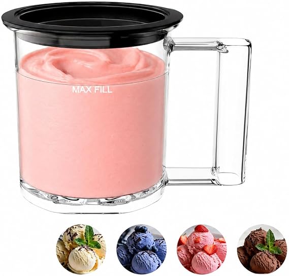 KF-2501 20 oz Pint Replacement Container Cup with Storage Lid for Frozen Treat Makers, Extra Pint for Ice Cream/Gelato/Sorbet Bases, Freezer Storage, Single-Batch Prep (1-pack)