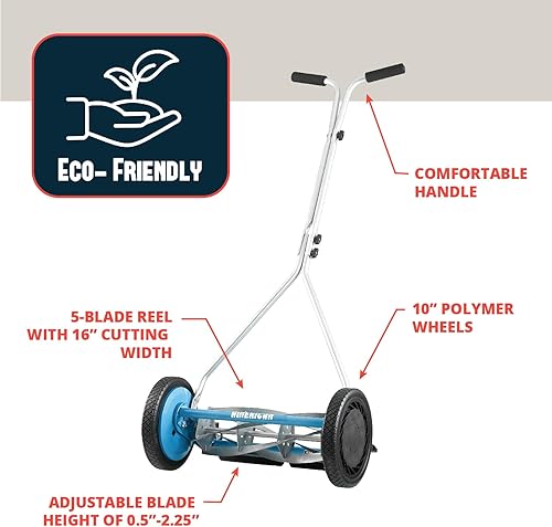 Miniatura 76 de American Lawn Mower Company 1204-14 Cortacésped de carrete de empuje de 4 hojas de 14 pulgadas, color rojo