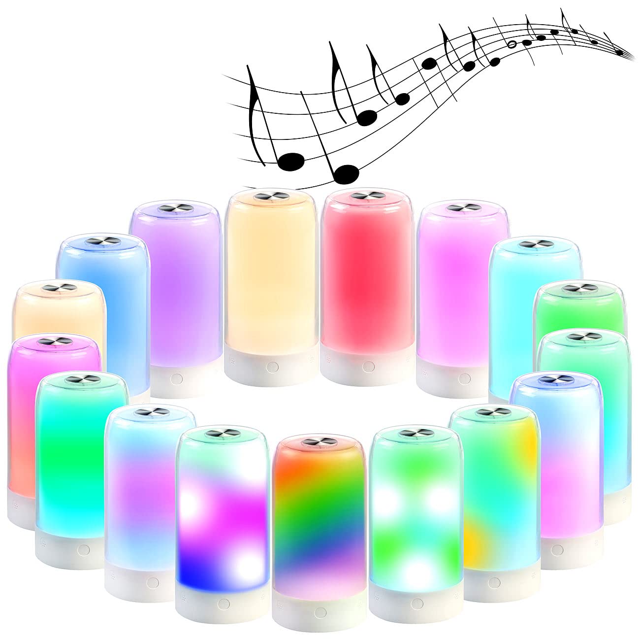 Luminea Home Control RGB-LED-Tischleuchte: 4er-Set smarte Stimmungsleuchten mit RGB-IC-LEDs, 15 Modi, WLAN, weiß (Multicolor Leuchte, Touchlampen, Baby)