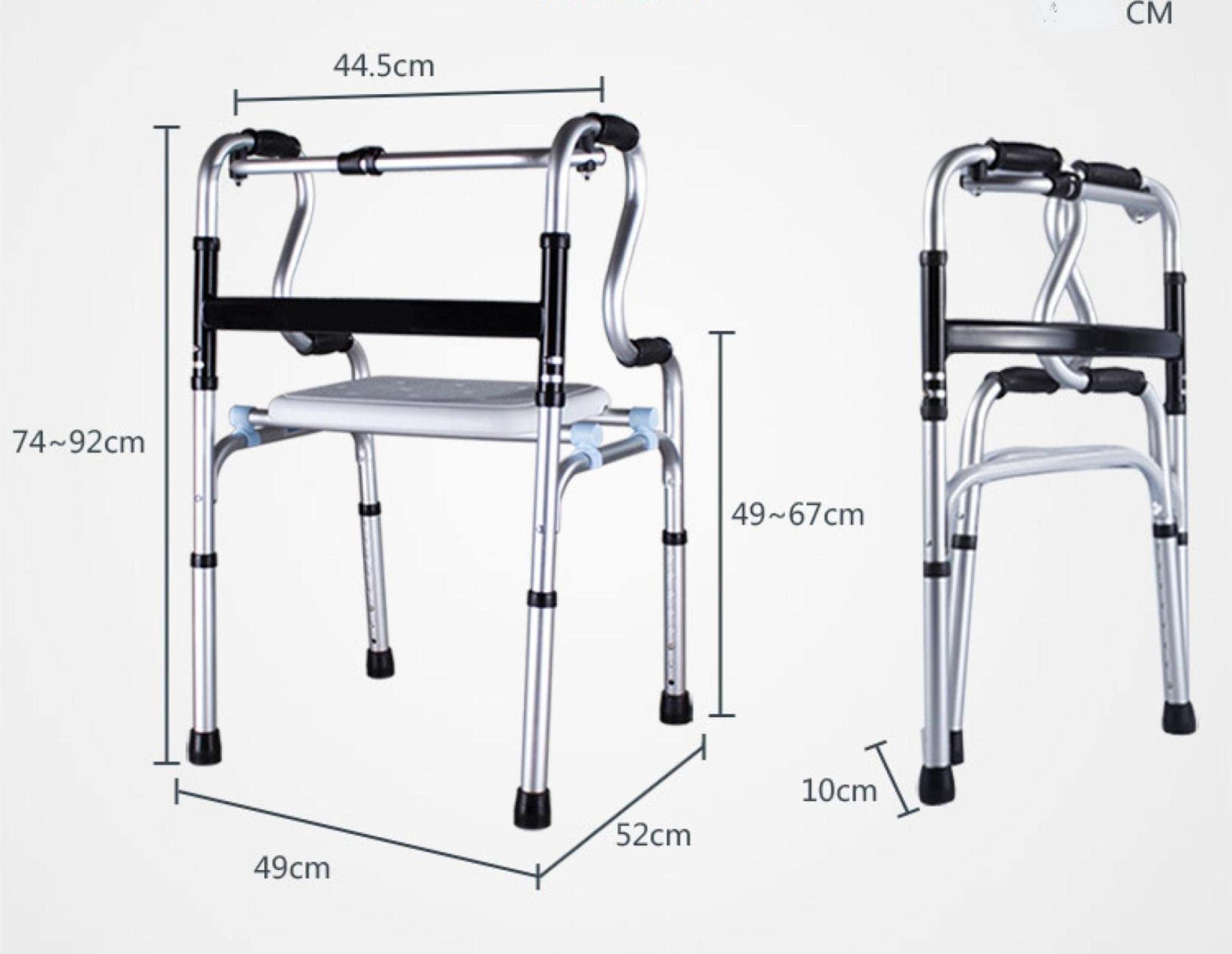 Andador Andador De Movilidad Andador para Personas Mayores Andador para Discapacitados con Ruedas con Asiento Andador Ajustable Plegable Sin Ruedas