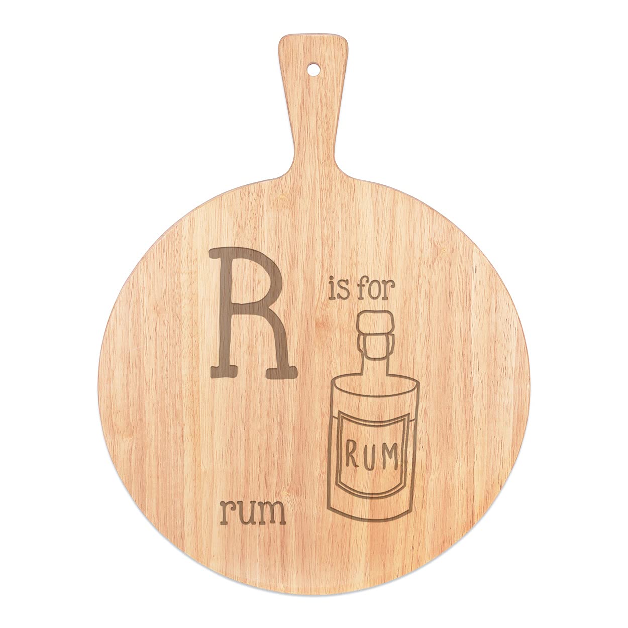 Plateau de service Rhum en bois rond 45x34cm avec poignée et rame pour pizza