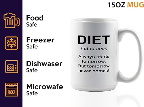 Miniatura 4 de Taza de café dietista de 15 onzas, color blanco - Always Starts Tomorrow - Dietético Dietista Psicólogo Nutricionista Nutricionista Registrado