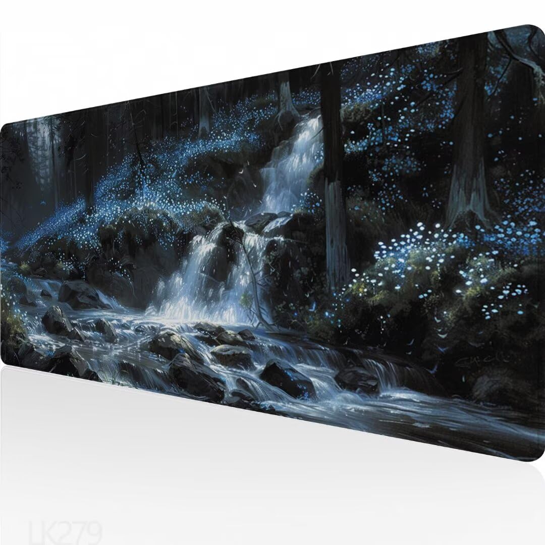Duża podkładka pod mysz, 120 x 60 cm x 0,3 cm, podkładka pod mysz, jesienna, na biurko, rozszerzona podkładka pod mysz, pozioma, do gier, wodoodporna, miękka tkanina, gładka powierzchnia,
