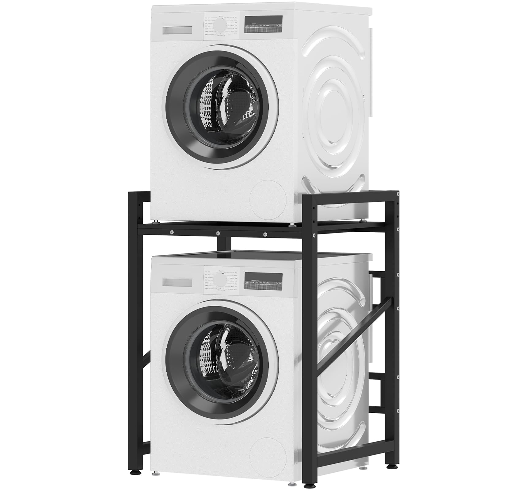 Yageannl Black Washer Dryer Stand Stacking Kits,400Kg Load Height Adjustable Dryer Stand,Heavy Duty Over Washer Storage Shelf For Laundry,Bathrooms And Kitchen (A)
