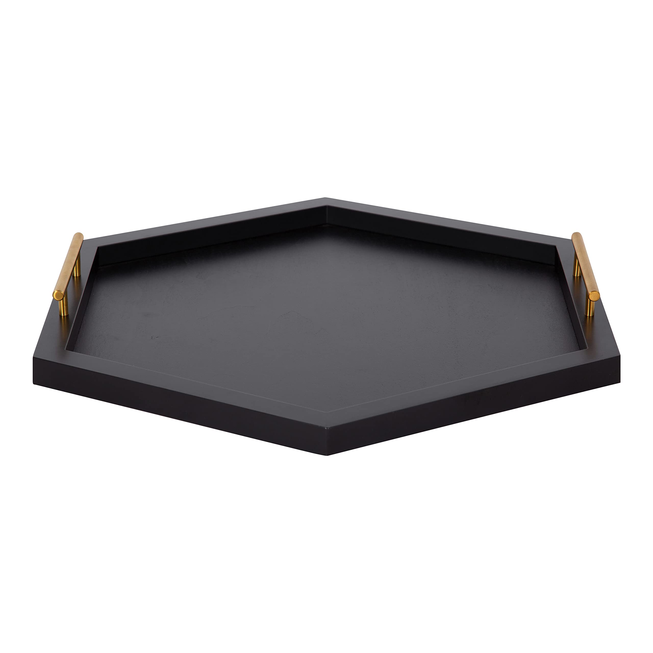 Kate and Laurel Halsey Modern Glam - Bandeja decorativa hexagonal de madera para almacenamiento y exhibición del hogar, 22 x 19 pulgadas, color negro