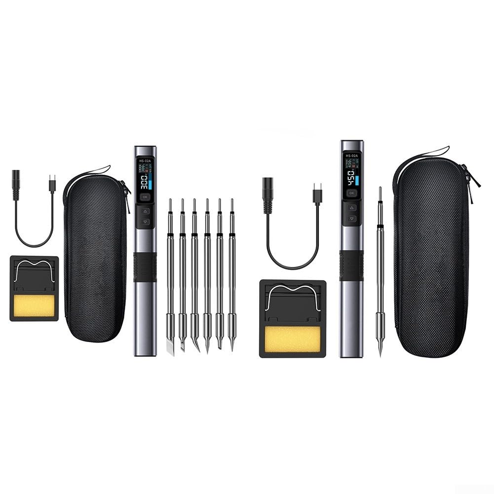 Kit de soldador portátil de 100 W tipo C con estación ajustable, pluma de soldadura eléctrica de calentamiento rápido para juegos de reparación de electrónica y equipos de soldadura aficionada (6