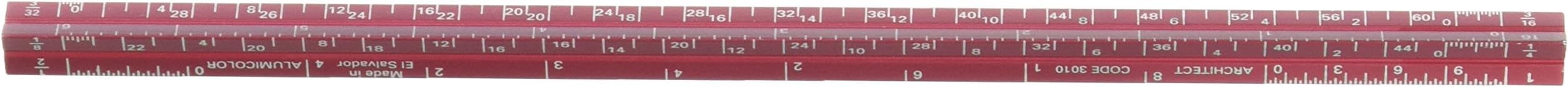 3000 Series 6-Inch Red Mini Aluminum Triangular Architect Scale (3010-4)
