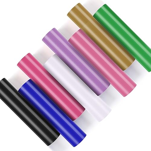 HTVRONT Vinilo inteligente permanente Vinilo adhesivo brillante de 5.5 x 4 pies para Cricut Joy, paquete de 8 colores, rollo de vinilo permanente,