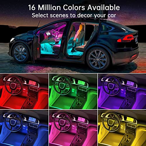 Car Led Lights, Car Interior Lights With App Control, Music Sync Interior Car Lights With 4 Scene Modes And 16 Million Colors, Rgb Led Lights For Cars Interior, 4 Pcs 48 Led Strip Light, Dc 12V #TOP2