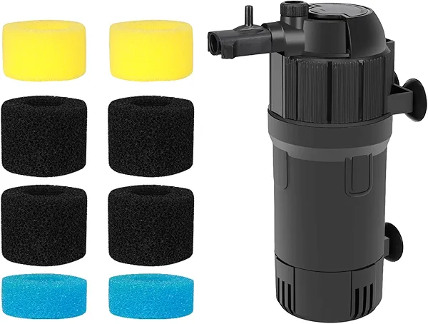 AquaMiracle U - V Aquarium Filter(for 10-40 Gal Tanks) with Filter Sponges Pack
