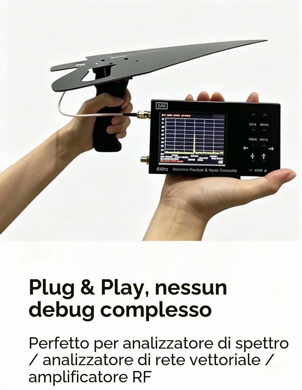 Antenna periodica logaritmica Antenna a banda larga ad altissima definizione, gamma di frequenza: 400MHz-4000MHz, Potenza: 20W, guadagno: 8dBi, dimensioni: 41x33x6cm