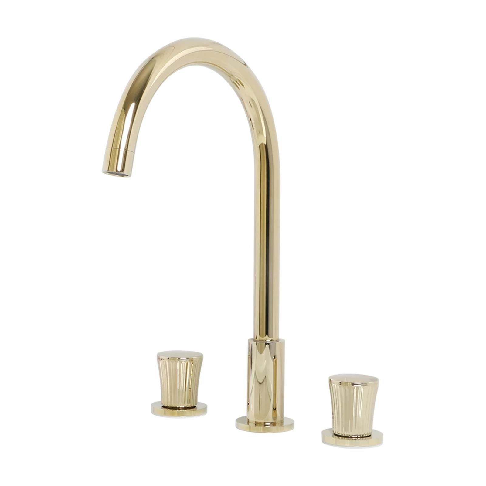 Robinet de lavabo or à 3 trous anti-éclaboussures avec poignées