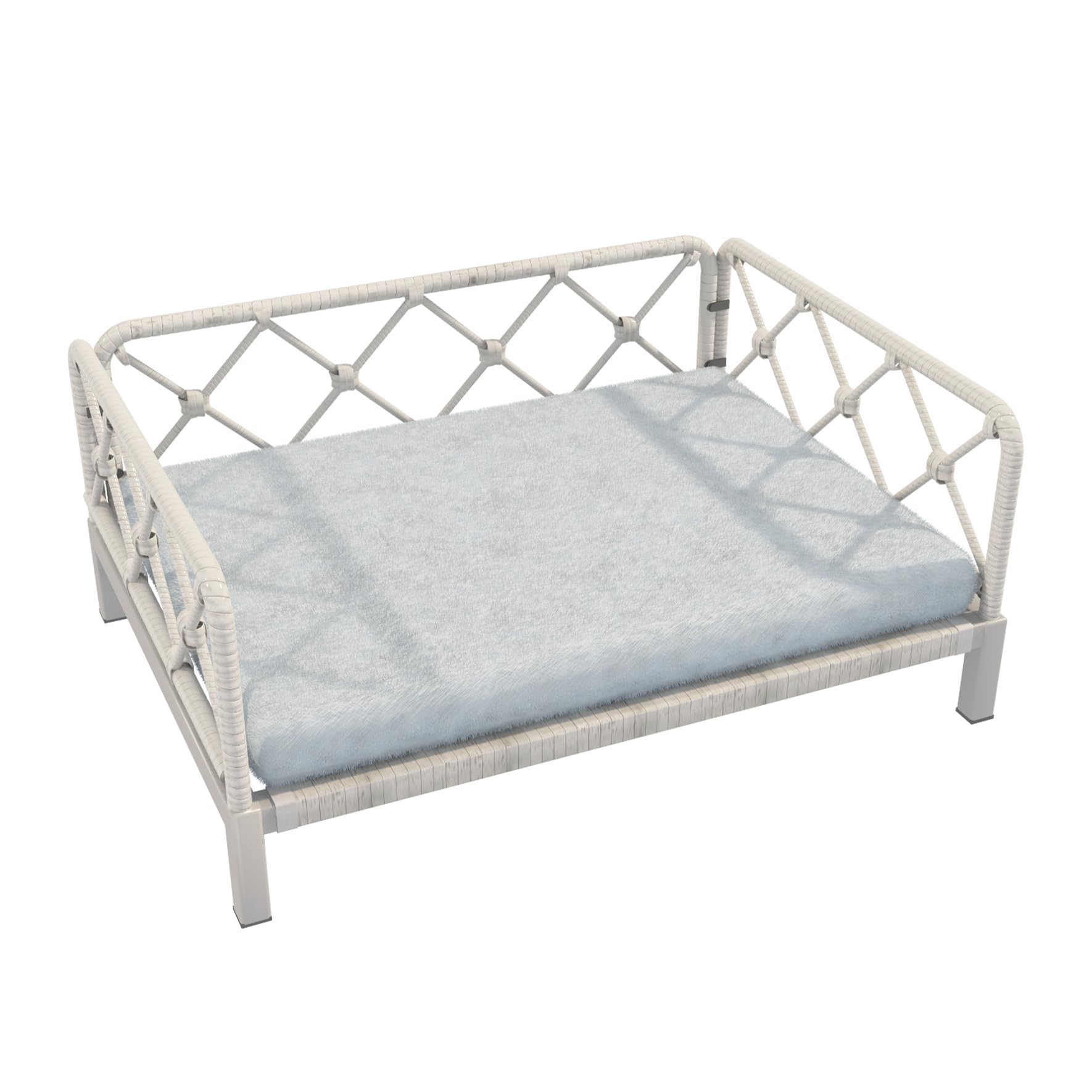 Elevated Waterproof Dog Beds with Egg Crate Foam Support, Outdoor Dog Sofa Bed PE Wicker Orthopedic Pet Bed with Washable Removable Cushion for Medium, Small Dogs (Light Gray) - image 7