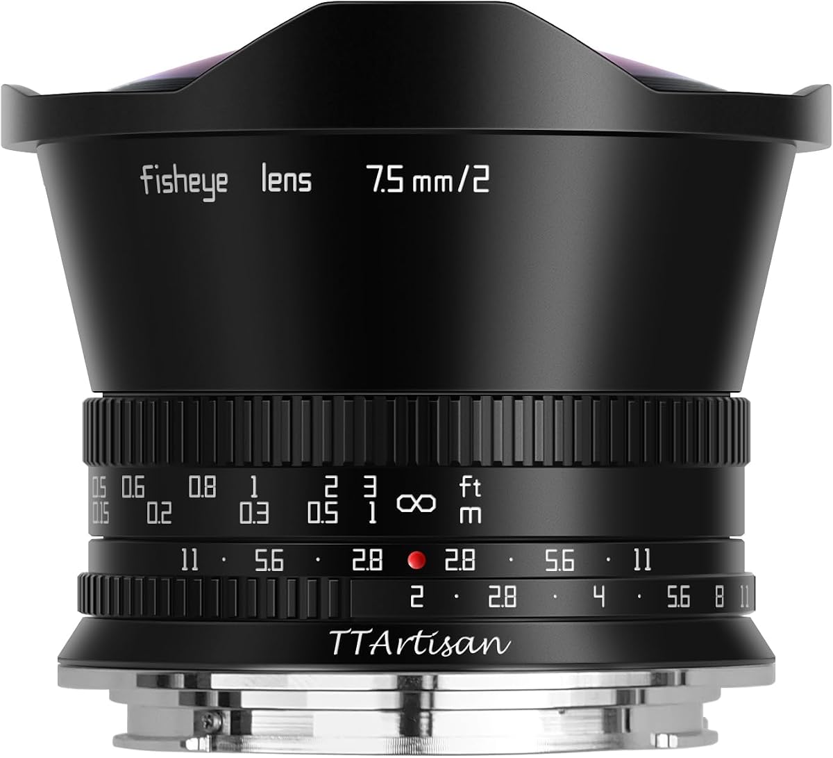TTARTISAN APS-C 7.5mm f/2 Fisheye X, Ultra-Wide Prime Lens for Fuji Mount | 180° diagonal fisheye view; Bright f/2 aperture well suited to astrophotography; 0.125m close focus; manual focus