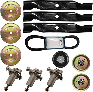 proven part Replacement Deck Kit 48 Inch Spindles Blades Belt Pulley 187292 153532 196106