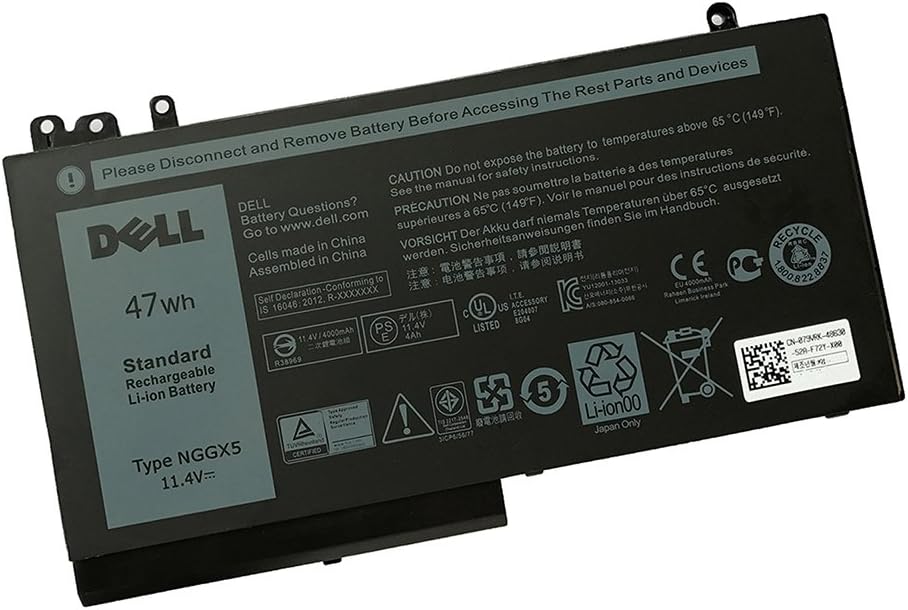 DELL NGGX5 11.4V 47Wh 3-Cell Li-ion Rechargeable Battery for DELL Latitude E5270,DELL Latitude E5470,DELL Latitude E5570 Series Notebook Alternant Part Number: 954DF 0JY8D6 451-BBUN 451-BBUJ RDRH9