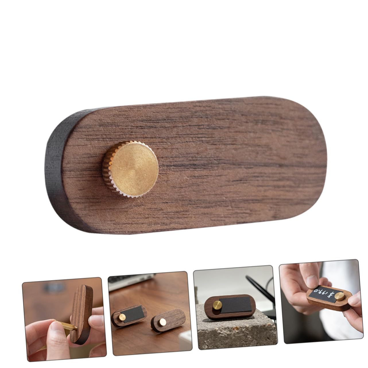 Uonlytech 5 Sätze Preisschild Aus Holz Etikettenhalter Anzeige Stand Klein Verkauf Für Steht Marktschild-clips Etikett Label Counter Top Ständer Tischfotohalter Kaffee Kupfer 2 Stücke * 5