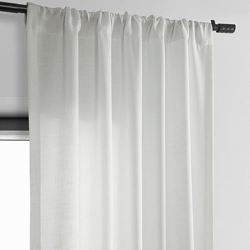 Miniatura 5 de HPD Half Price Drapes Cortinas clásicas de lino sintético semitransparentes para sala de estar (1 panel), filtrante de luz, 96 pulgadas de largo,