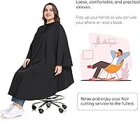 Vista 3 de PERFEHAIR Capa de salón profesional con mangas, capa de corte de pelo grande y larga con cierres a presión ajustables, capas de corte de pelo suaves