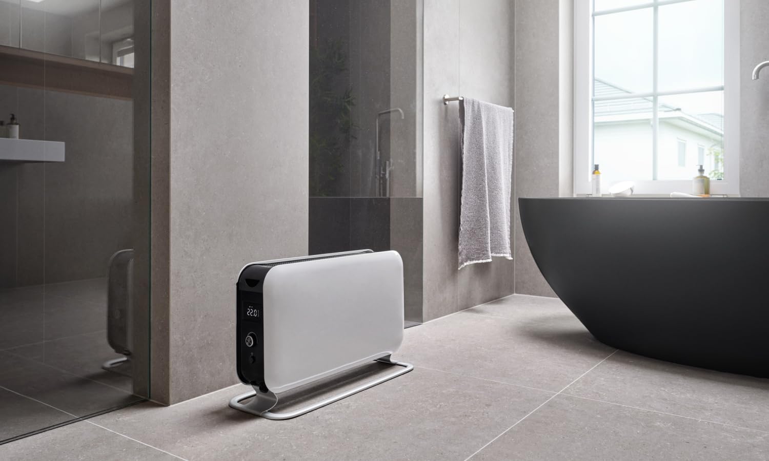Mill WIFI Max Elektro Heizkörper 1500W, Smarter Badheizkörper elektrisch 18-22m², Elektroheizung energiesparend & freistehend, leise elektrische Heizung, Elektroheizkörper, Electric Heater - Weiß