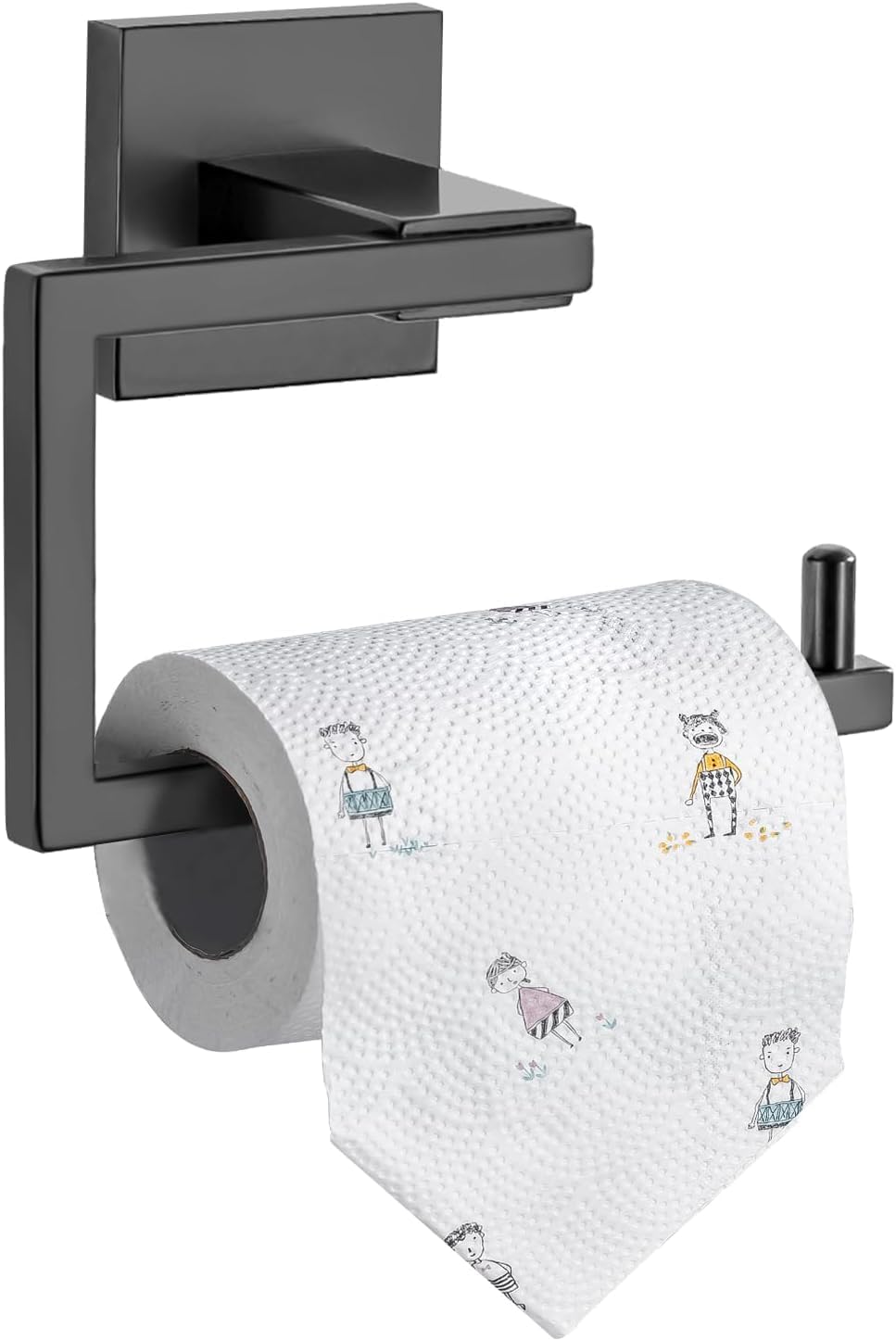 YACVCL Matte Black Toilet Paper Holder, Bathroom Toilet Roll Holder, Stainless Steel Modern Square Tissue Roll Holders Wall Mounted for Bathroom Kitchen Washroom