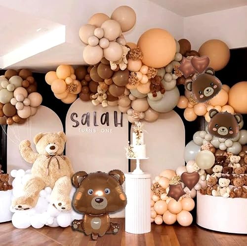 18 Pcs Bear Balloons, Teddy Bear Balloons, Bear Themed Birthday Party Balloons For Baby Shower Jungle Safari Theme Party Decorations, Birthday Party Decor Supplies #TOP4