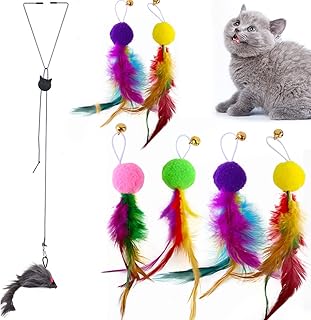 7 Furry pet Cats, Toy mice, cat Toy mice, cat pet Toys, Feather Tails, Interactive cat Toys for Indoor Cats and Kittens (7 Piece)