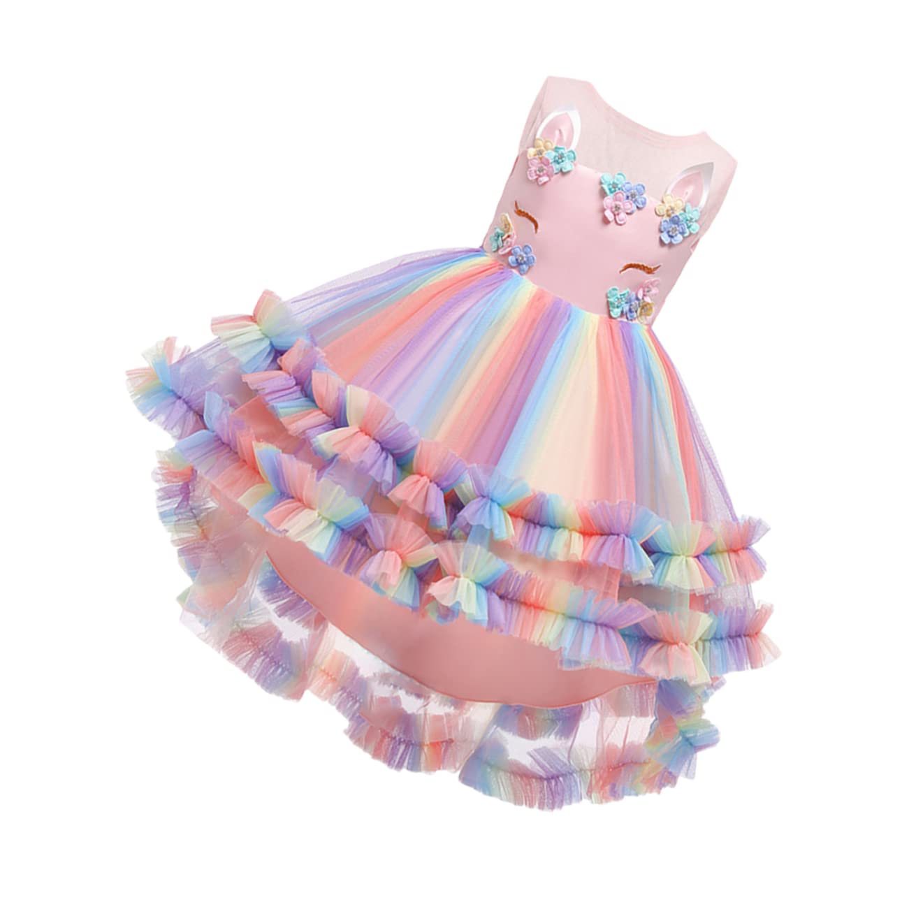LIFKOME tutù Gonna di Garza per Bambini Costume Cosplay per Feste Abito di Tulle Sottoveste Abito da Festa di Compleanno Vestito di Paillettes per Le Ragazze Cosplay Cotone Rosa