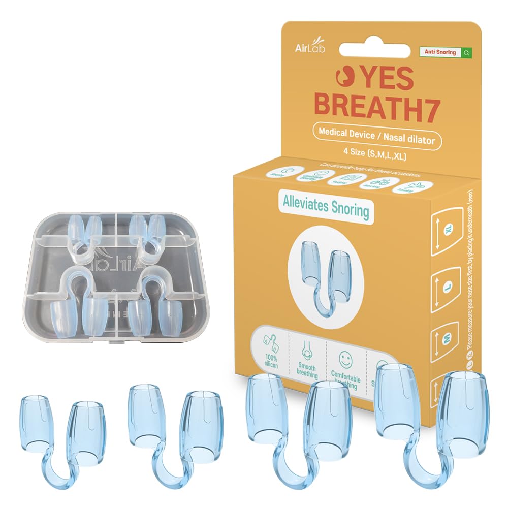 YES BREATH7 Anti Snoring Nose Clip, Effective Stop Snoring Devices Solution for Men Women, Snore Stopper Better Sleep, 4 Count(S, M, L, XL) in a Pack (Adult Size)