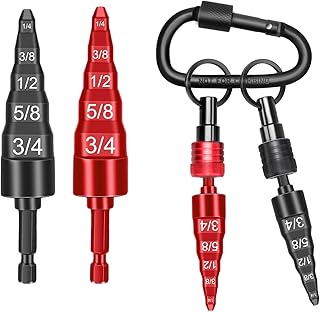 SUNJOYCO 5 PCS HVAC Tools with Bit Holder Keychain, Copper Swaging Tool HVAC, Swaging Tool Drill Bits, Swage Tube Expander, Air Conditioner Copper Pipe Expander, Swage Bits 1/4, 3…