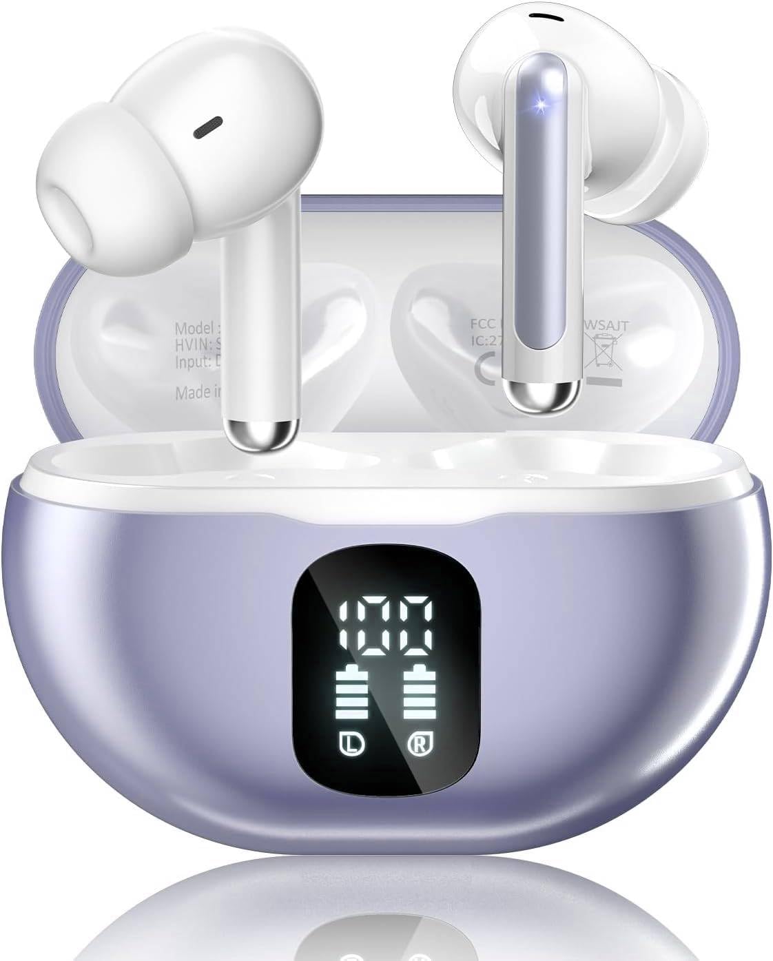 Wireless Earbuds, Bluetooth 5.4 Headphones with 50H Playback, Deep Bass Stereo E